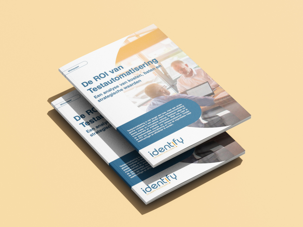 Identify consultancy uit Amersfoort de gratis Whitepaper ROI va Testautomatisering in mockup